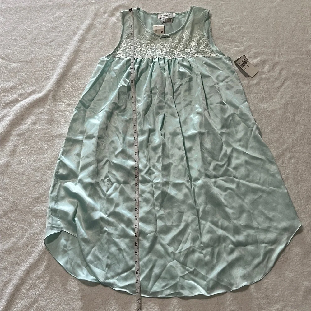 CHRISTIAN DIOR x SAKS FIFTH AVENUE x VINTAGE Satin lace night gown in aqua teal - Picture 3 of 11